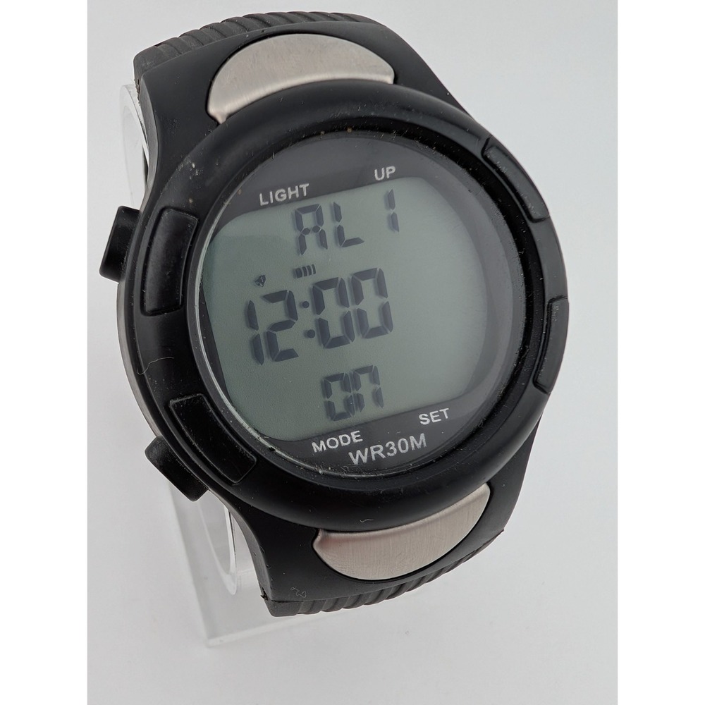 Medline‎ Watch Unisex Black Silver Digital Heart Rate Monitor WR30M- New Battery